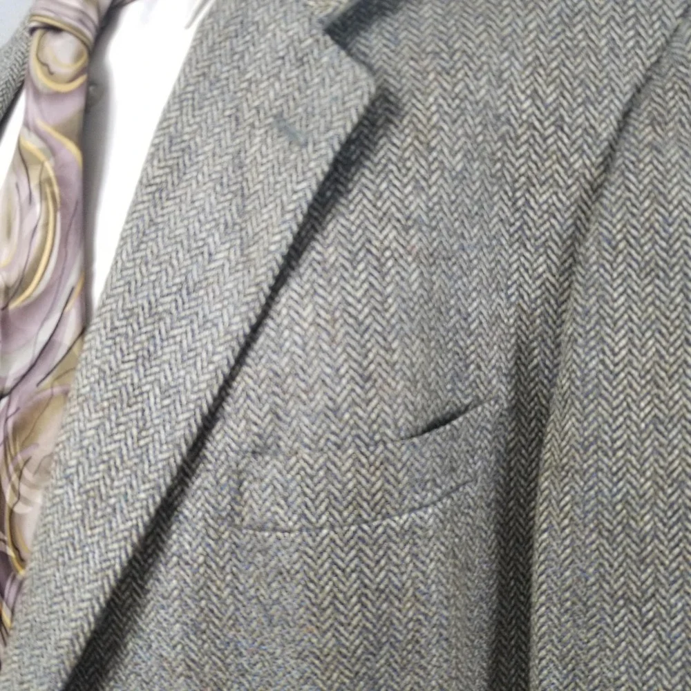 Brooks Brothers Blazer Mens 46R Gray Herringbone Wool Tweed Sport‎ Coat USA